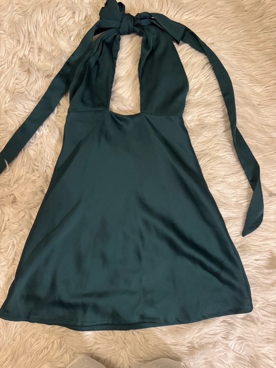 Hello Molly Teal Twist Halter Cutout Mini Dress - Picture 3 of 5